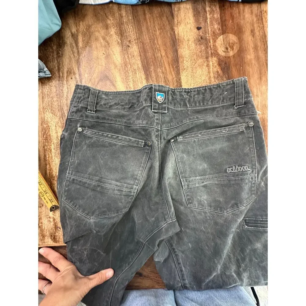 Kuhl Men's Dark Gray Distressed Dyed Look Straight Leg Denim Jeans Size 32X30
